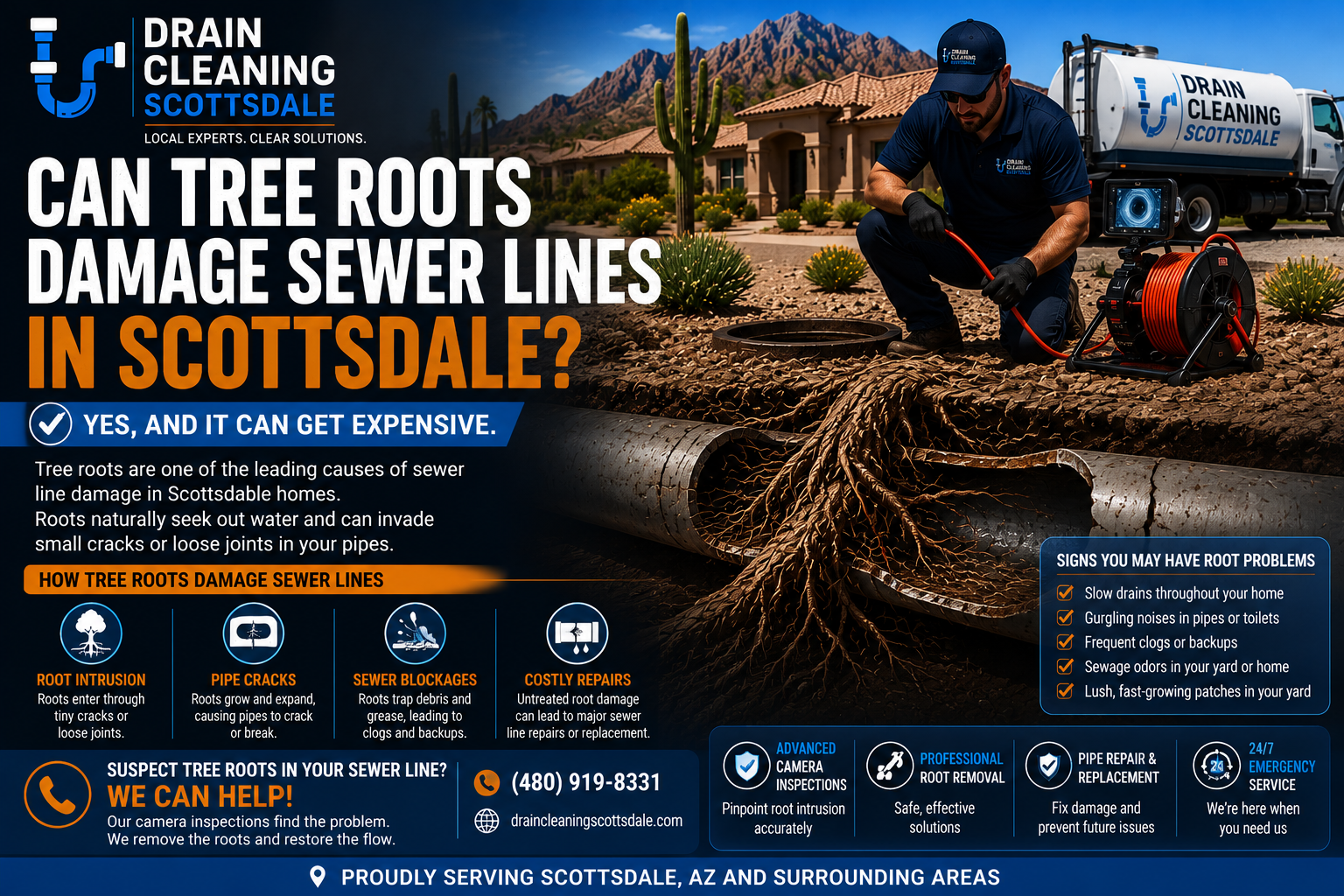tree roots damage sewer line